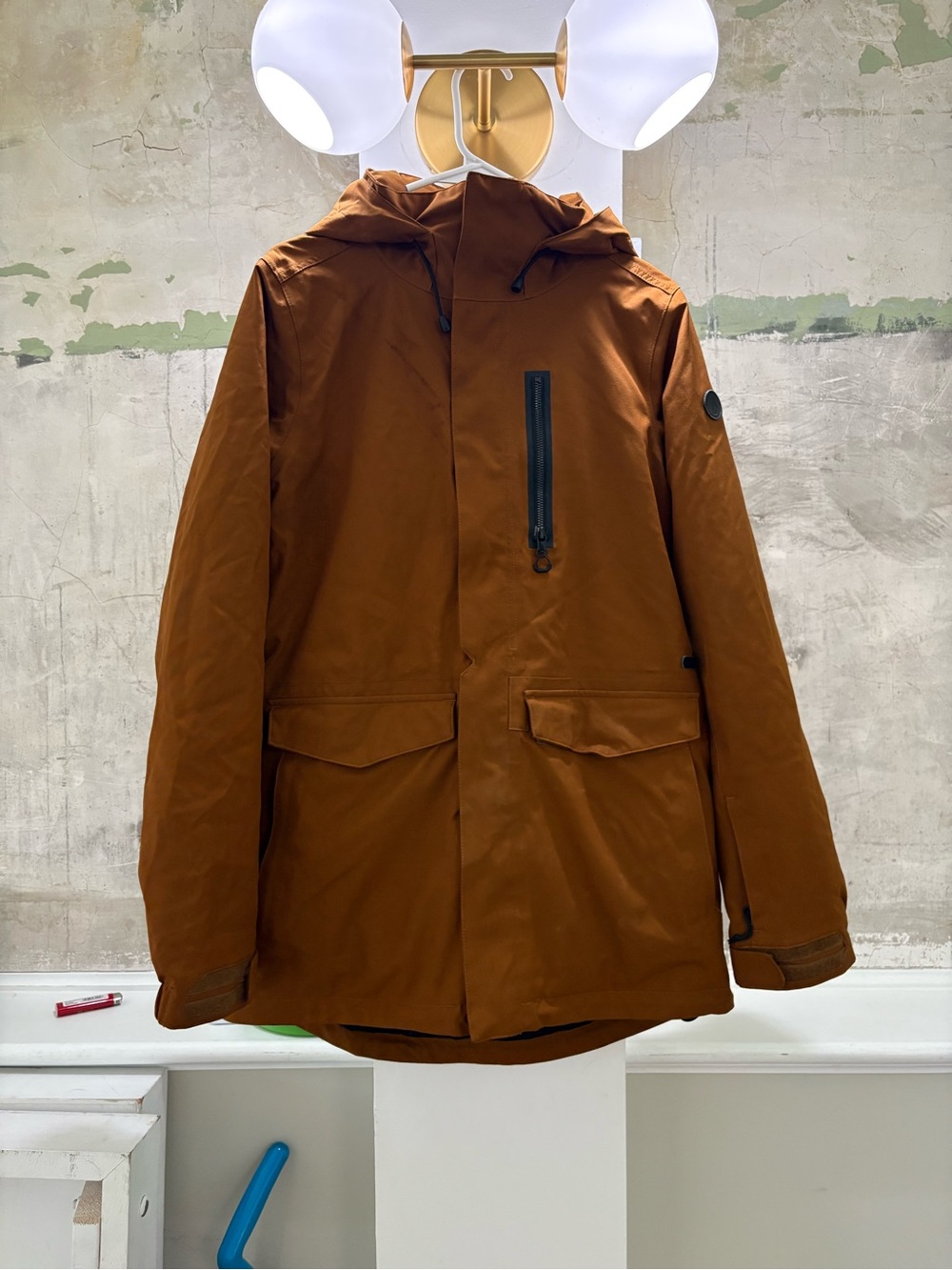 Volcom Men's Hooded Raincoat in Rust